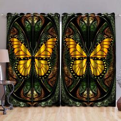 Art Of Yellow Butterfly With Gothic Style Curtain Decor Item