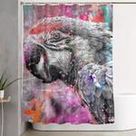 artsy parrot mixed media art shower curtain 0