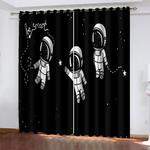 astronaut curtains pattern blackout window drapes 0