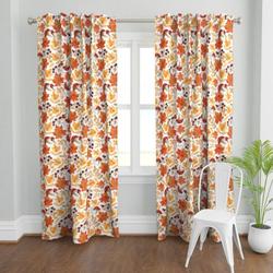 Autumn Orange Leaves Mushroom Pattern Shower Curtain Fall Leaves