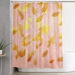 autumn world 2 gold glitter leaves on pink background shower curtain 0