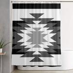 aztec black and white shower curtain 0