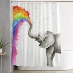 baby elephant spraying rainbow shower curtain 0