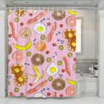 bacon meat donut and fruit pattern shower curtains 0