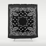 bandana black white shower curtain 0
