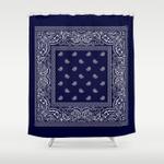 bandana navy blue southwestern shower curtain 0