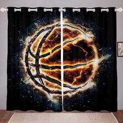 Basketball Ball On Fire Sports Passion Window Curtain Gift To Baller