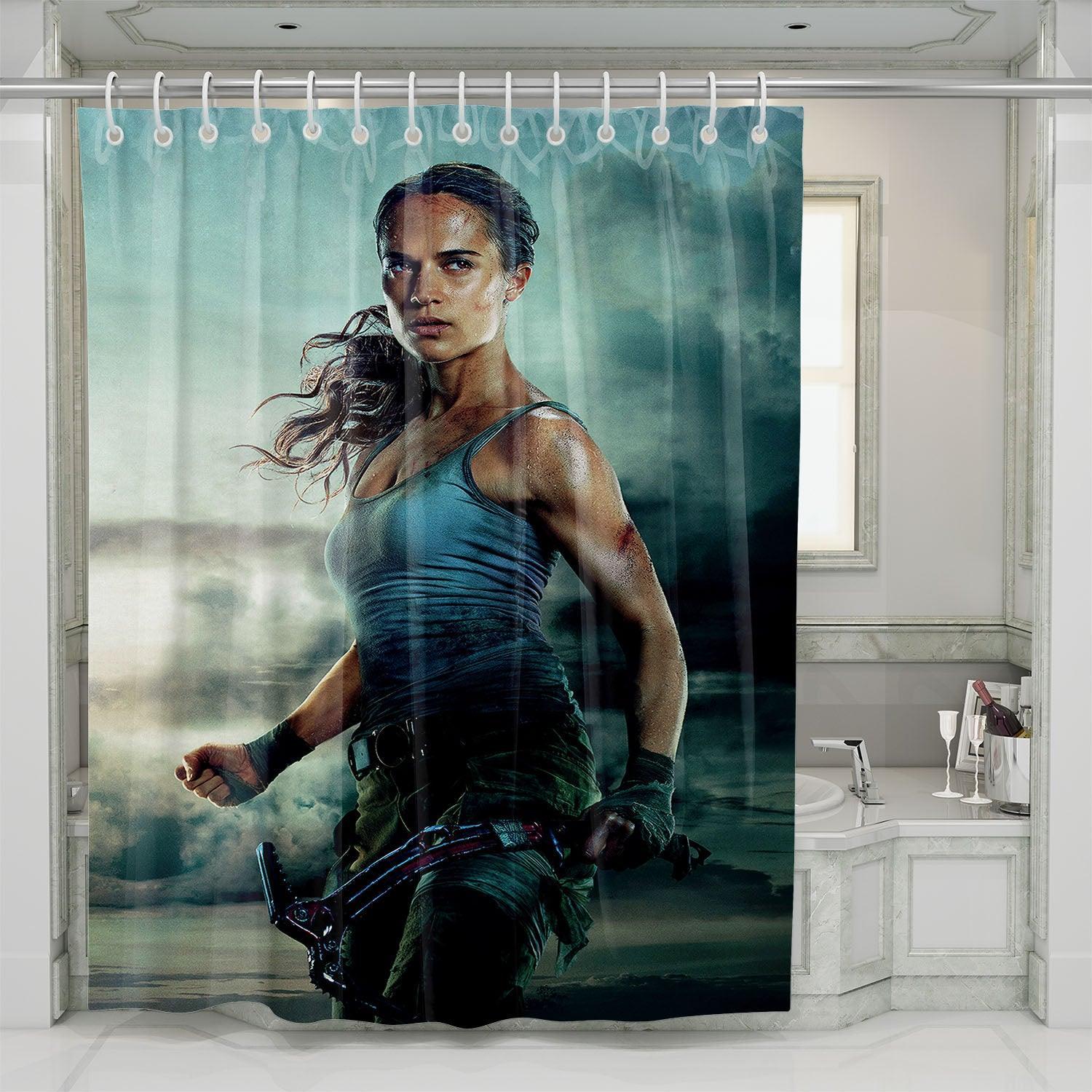 Beautiful New Lara Croft For Tomb Raider Shower Curtain Set For Bathroom Decor Best Gift For Friends beautiful new lara croft for tomb raider shower curtains 0