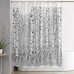 birch trees black and white illustration shower curtain 0