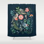 birds garden shower curtain 0