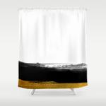 black and gold grunge stripes on clear white background stripe striped shower curtain 0