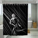 black and white devil may cry shower curtains 0