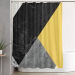 black and white marbles and pantone primrose yellow color shower curtain 0