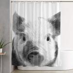 black and white pig portrait shower curtain 0