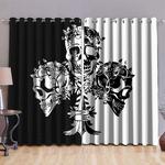black and white skulls cross blackout curtains halloween decoration blackout window curtains 100 polyester 41 7 107 9 0