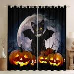 black cat halloween night pumpkin curtain black cat halloween blackout window curtains 100 polyester 41 7 107 9 0
