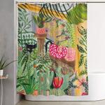 black cat in the garden shower curtain 0