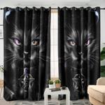 black cat wicca witch blackout curtains cat home decoration black cat lovers gift blackout window curtains 100 polyester 41 7 107 9 0