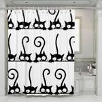 black cats stealing something shower curtains 0