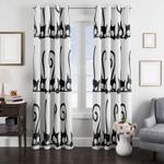 black cats stealing something window curtain 0