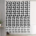 black flowers on a white background art shower curtain 0