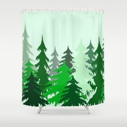 Black Forest Christmas Trees Shower Curtain Set For Bathroom Decor Gift For Friends