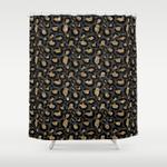 black gold leopard print pattern shower curtain 0