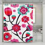 black stem with purple flower shower curtains 0