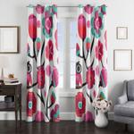 black stem with purple flower window curtain 0
