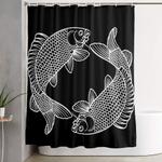 black white koi minimalist shower curtain 0