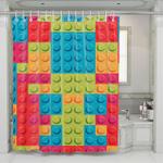 block rainbow lego art shower curtains 0