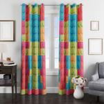 block rainbow lego art window curtain 0