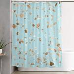 blue gold modern terrazzo shower curtain 0