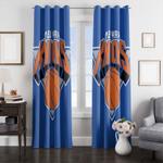blue logo new york knicks basketball window curtain 0