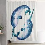 blue narwhals shower curtain 0