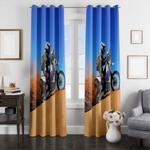 blue sky desert motocross obstacle window curtain 0