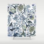 blue vintage chinoiserie flora shower curtain 0