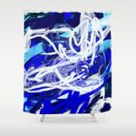 blue white abstract shower curtain 0