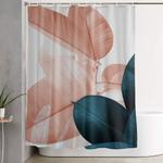 blush blue leaves shower curtain 0