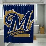 bold logo milwaukee brewers shower curtains 0