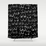 boobs pattern black and white feminine art lady boobs shower curtain 0