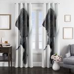 break wall with dog window curtains 0