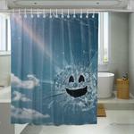 broken glass and smile black mirror shower curtains 0