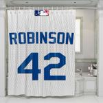 brooklyn dodgers robinson shower curtains 0