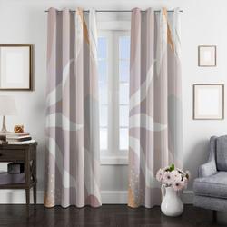 Brown Pastel Flow Lines And Brush Window Curtain Best Gift For Room Decorations
