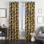 brown random shape pattern window curtain 0