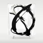 brushstroke 7 a minimal abstract black and white piece shower curtain 0
