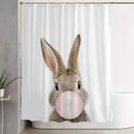 bubble gum bunny shower curtain 0