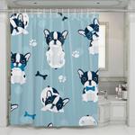 bulldog cartoon illustration cute shower curtains 0