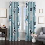 bulldog cartoon illustration cute window curtain 0